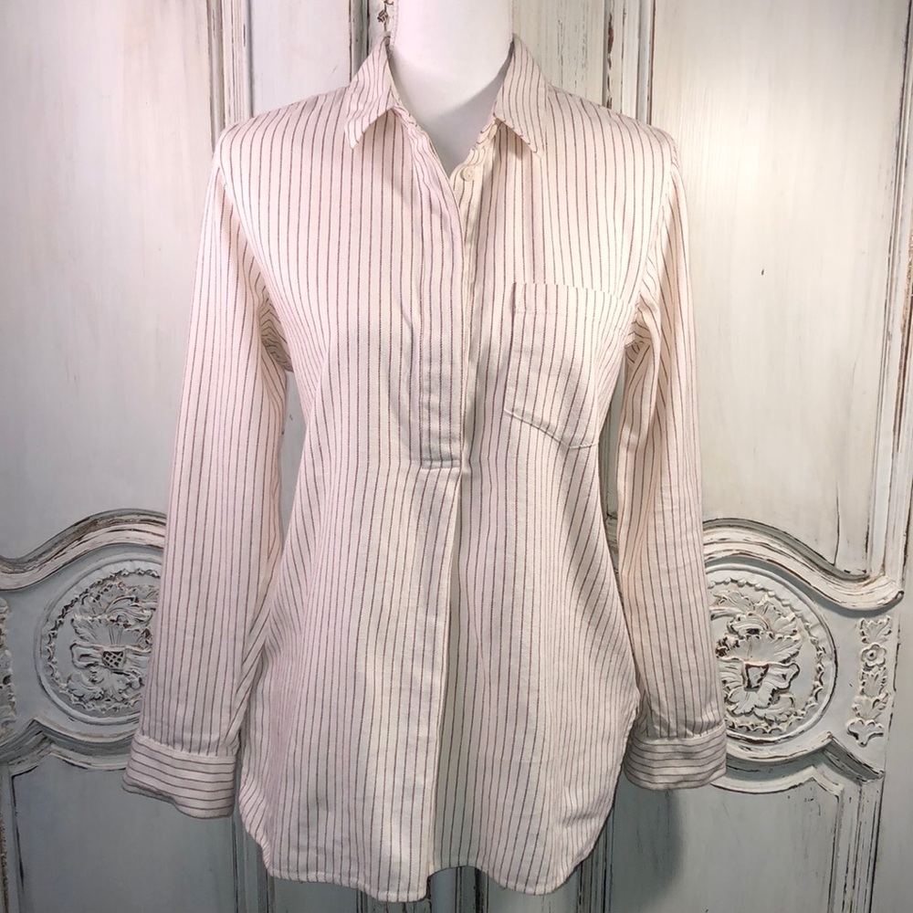 MADEWELL Cotton Flannel Pullover Button- Up Blouse